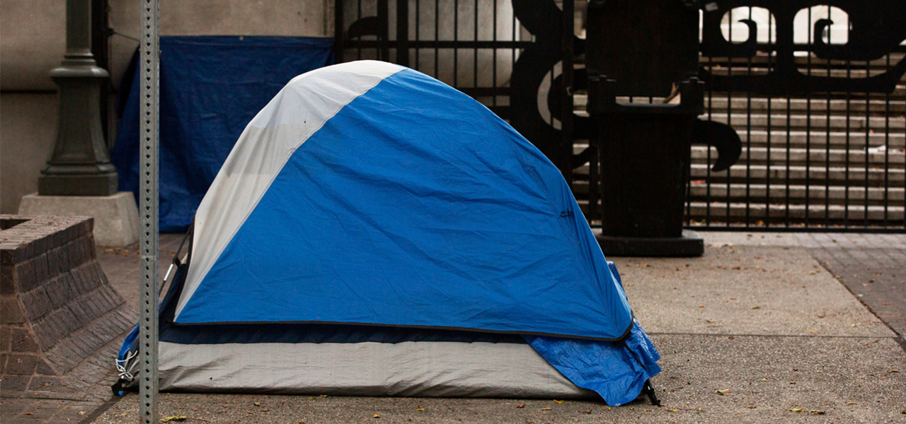 tent outside in street