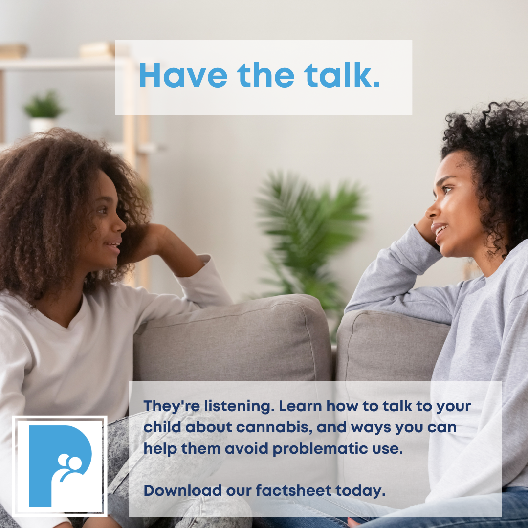 Have the talk. How to talk to your child about cannabis, and ways you can help them avoid problematic use. (african american mother talking to her young teen daughter)