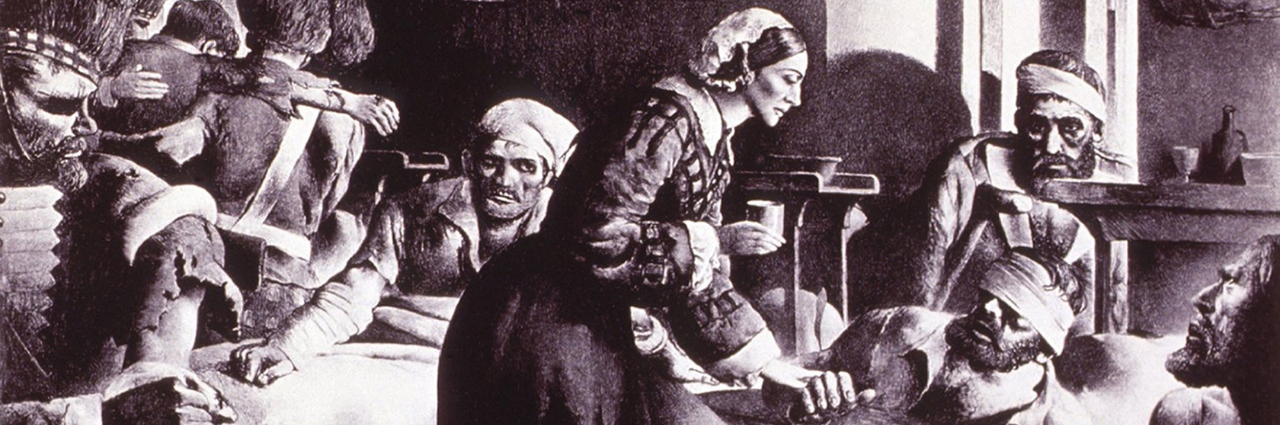 Florence Nightingale treating a patient